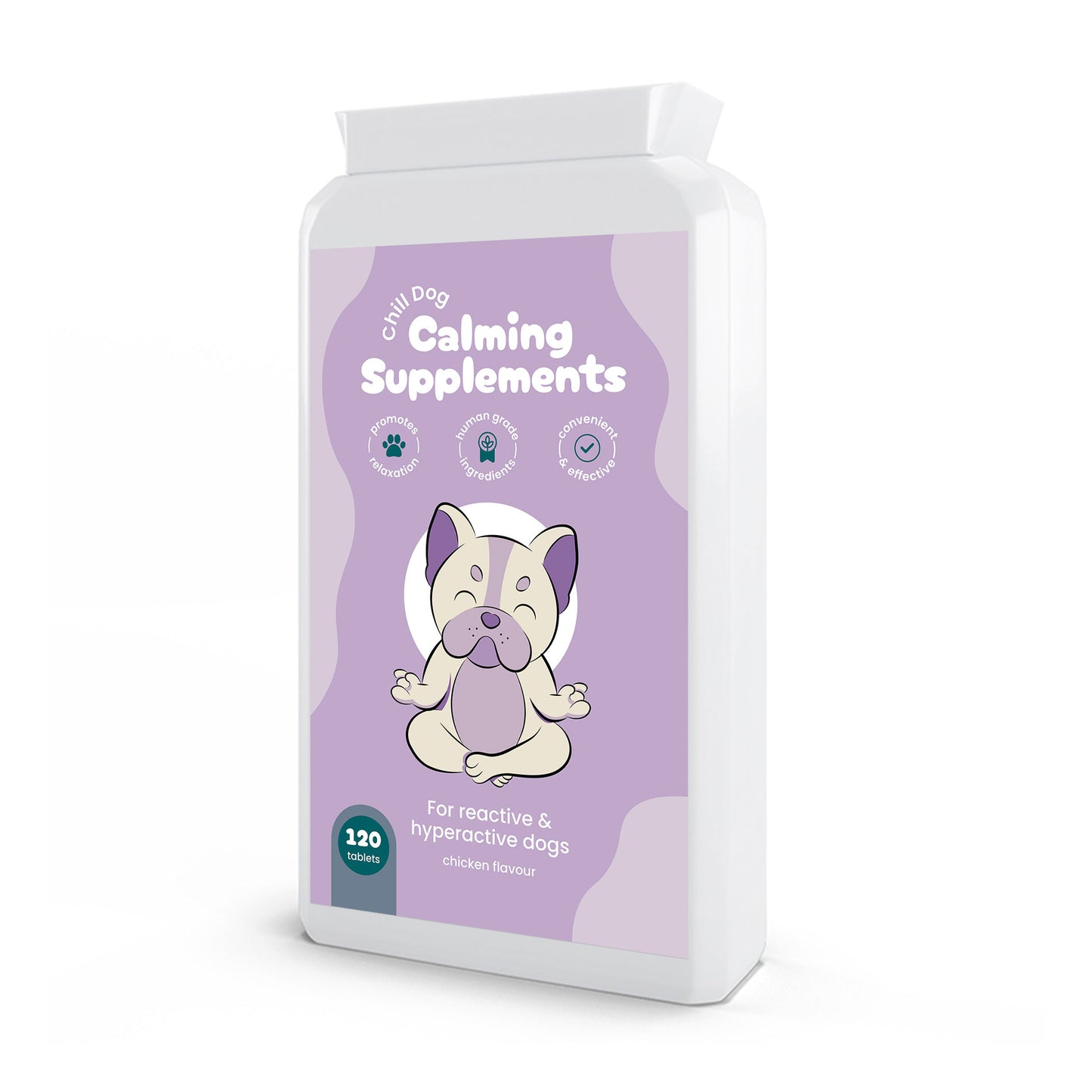 Chill Dog Calming Supplements – 120 Chicken-Flavoured Tablets